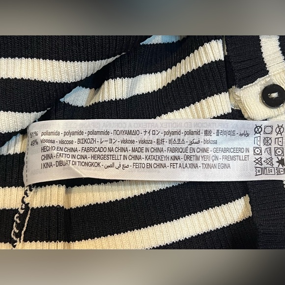 Zara Ecrublack Striped Knit Cardigan Black & Ecru Parisian Vibes Size Medium - Picture 13 of 13